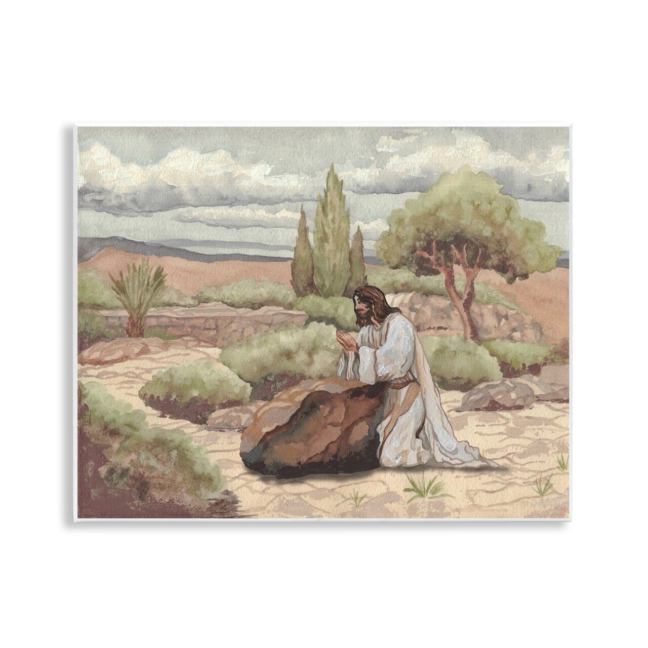 Stupell Industries Jesus Praying Countryside Wall Plaque, design by Elizabeth Medley